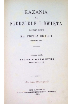 Kazania na niedziele i święta całego roku Część 3 1884 r.