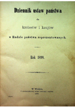 Dziennik ustaw państwa, 1898 r.