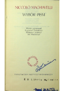Machiavelli Wybór pism