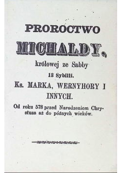 Proroctwo królowej ze Sabby Michaldy 13-tej Sybilii