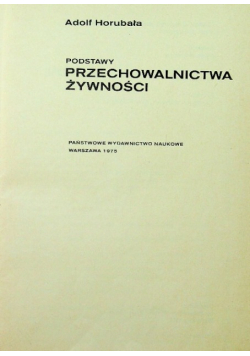 Podstawy przechowalnictwa żywności