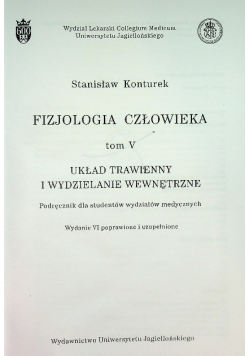 Fizjologia człowieka Tom 5 Układ trawienny i wydzielanie wewnętrzne