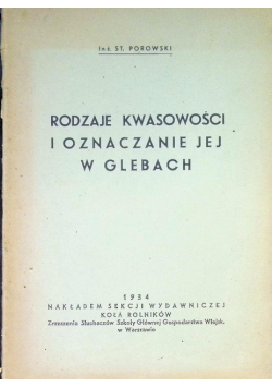 Rodzaje kwasowości i oznaczanie jej w glebach 1934 r.