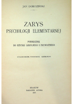 Zarys psychologji elementarnej 1925 r.