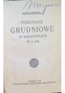 Powstanie grudniowe w wielkopolsce 1919 r.