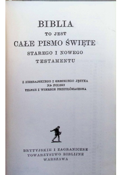 Biblia Święta to jest całe Pismo Święte starego i nowego testamentu