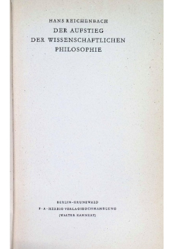 Der Aufstieg der wissenschaftlichen Philosophie
