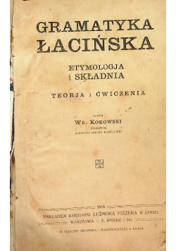 Gramatyka łacińska 1916 r.