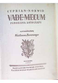 Vademecum Podobizna autografu 1947 r.