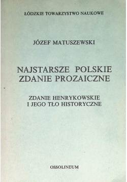 Najstarsze polskie zdanie prozaiczne