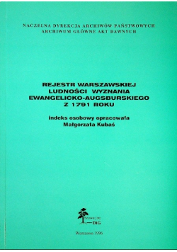 Rejestr warszawskiej ludności wyznania ewangelicko augsburskiego z 1791 roku