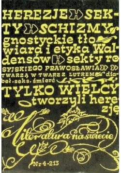 Literatura na świecie Nr 4 / 89 Herezje, sekty, schizmy.