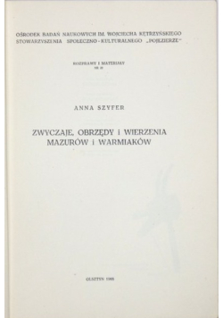 Zwyczaje obrzędy i wierzenia mazurów i warmiaków