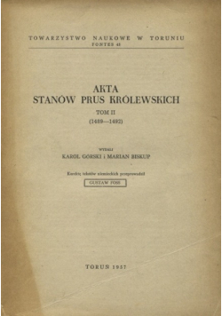 Akta stanów Prus Królewskich, Tom II