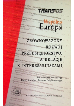 Zrównoważony rozwój przedsiębiorstwa w relacje z interesariuszami