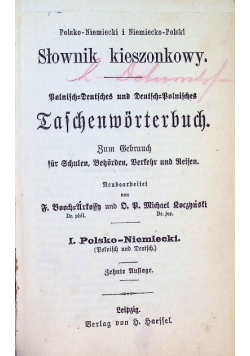 Polsko Niemiecki i Niemiecko Polski Słownik kieszonkowy Tom 1 1890 r.