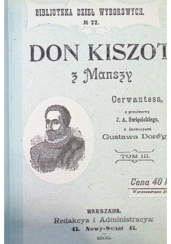 Don Kiszot z Manszy. Tom III 1899 r.