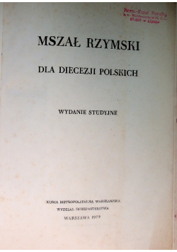 Mszał Rzymski dla Diecezji Polskich