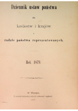 Dziennik ustaw państwa, 1879 r.