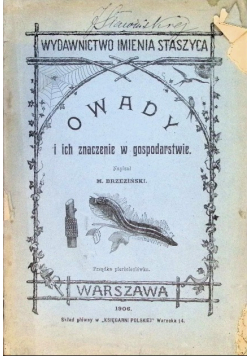 Owady i ich znaczenie w gospodarstwie, 1906 r