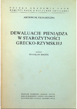 Dewaluacja pieniądza w Starożytności Grecko Rzymskiej