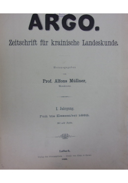 Argo. Zeitschrift fur krainische Landeskunde 1982 r.