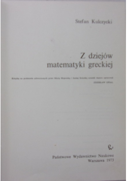 Z dziejów matematyki greckiej