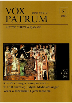 Vox patrum Antyk chrześcijański Rok XVI Nr 30 do 31