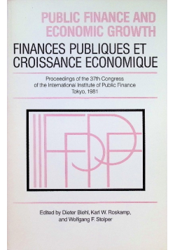 Seller Image Public Finance and Economic Growth/Finances Publiques et Croissance Economique