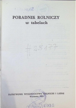 Poradnik rolniczy w tabelach