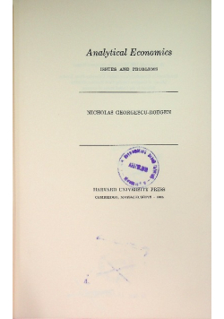Analytical Economics