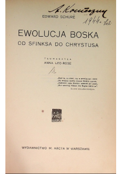 Ewolucja boska od Sfinksa do Chrystusa 1926 r.