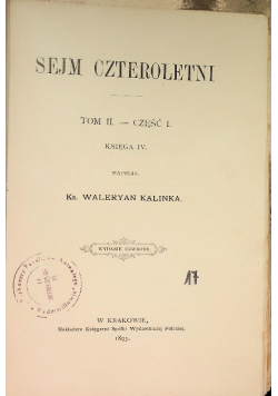 Sejm czteroletni Tom II Część I Księga IV 1895 r.