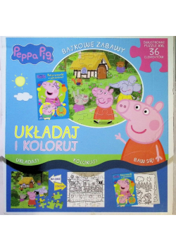 Zestaw Dwustronne Puzzle+ Kolorowanka Świnka Peppa