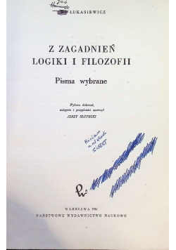 Z zagadnień logiki i filozofii