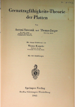 Grenztragfahigkeits-Theorie der Platten