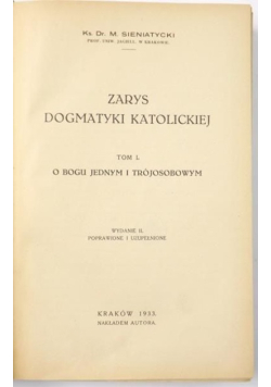 Zarys dogmatyki katolickiej Tom 1, 1933 r.