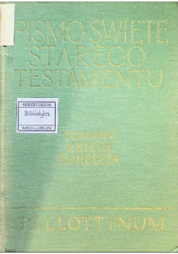 Pismo Święte Starego Testamentu Tom VIII 2 Księga Koheleta