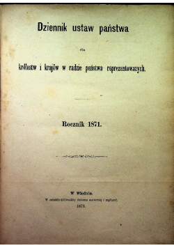 Dziennik ustaw państwa, 1871 r.