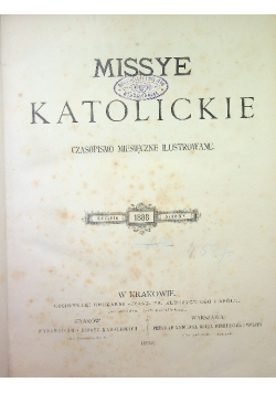 Missye katolickie. Czasopismo miesięczne ilustrowane, 1885 r.