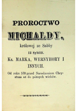Proroctwo Michaldy królowej ze Sabby