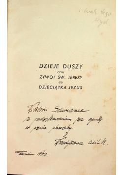 Dzieje duszy czyli żywot św. Teresy od dzieciątka Jezus 1941 r.