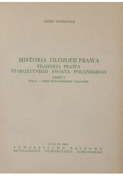 Historia Filozfoii Prawa  Filozofia Prawa Starożytnego Świata Pogańskiego Część I