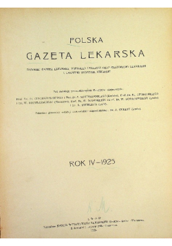Polska Gazeta Lekarska Rok IV Nr 1 do 52 1925 r.