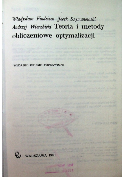 Teoria i metody obliczeniowe optymalizacji