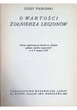 O wartości żołnierza Legjonów 1923 r.