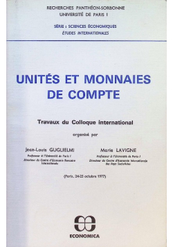 Unités et monnaies de compte