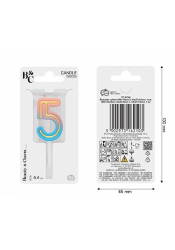 Świeczka B&C cyferka 5 neon
