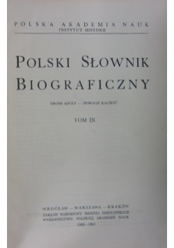 Polski Słownik Biograficzny Tom 9
