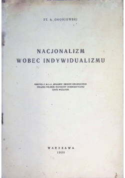 Nacjonalizm wobec indywidualizmu 1930 r.